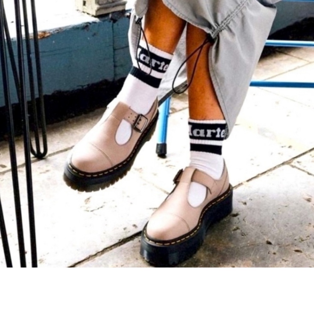 Dr Martens Mary Janes T Bar Polley Shoes | Beige | Womens EUR 42 ladies 10